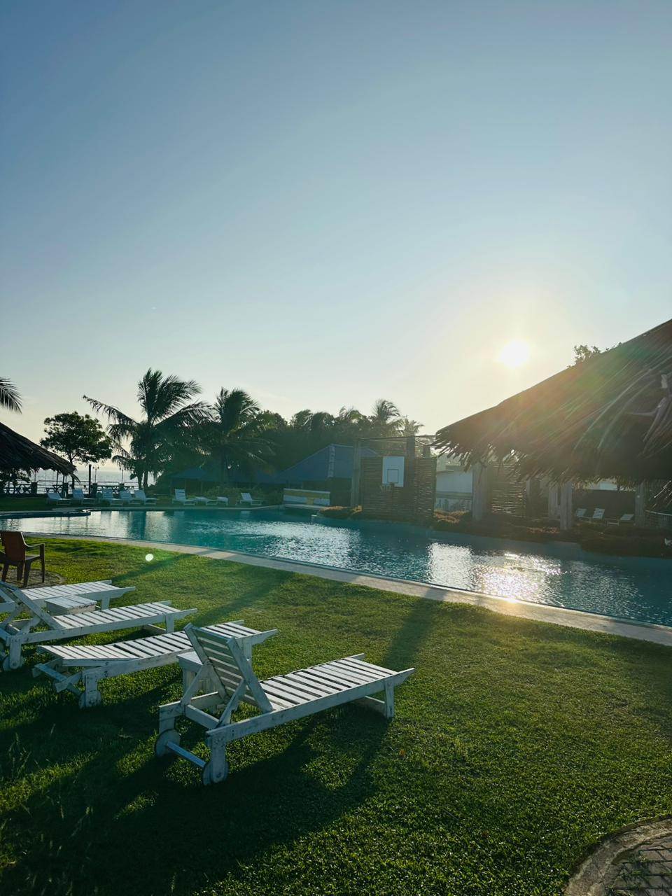Poolside relaxation at Amaluna Resort, near Negombo airport

